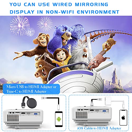 Projector with WiFi and Bluetooth, 2023 Upgrade 9500L Outdoor Projector, Mini Movie Projector Supports 1080P Synchronize Smartphone Screen by WiFi/USB Cable for Home Entertainment