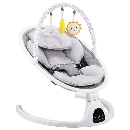 Baby Swing, Newborn Essentials Baby Must Haves Bouncer with Mat & Pillow for Infants 0-12 Months, 5 Speeds, Remote/Touch Control, Indoor & Outdoor Use