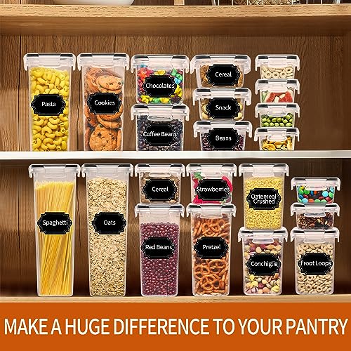Skroam 36 Pack Airtight Food Storage Containers for Kitchen Pantry Organization and Storage, BPA Free, Plastic Kitchen Storage Containers with Lids for Flour, Sugar, and Cereal - Free Labels & Marker