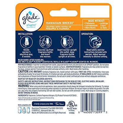 Glade PlugIns Refills Air Freshener Starter Kit, Scented Oil for Home and Bathroom, Hawaiian Breeze, 0.67 Fl Oz, 1 Warmer + 1 Refill
