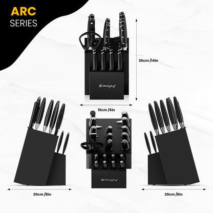 Emojoy 22-Piece Kitchen Knife Set with Block, Include 2-pair Chef Knives, Carving Fork and Sharpener (Dual-Chef Sets)