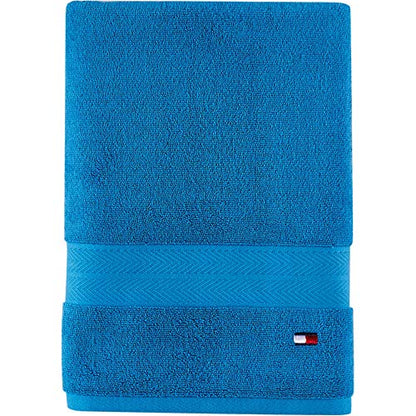 Tommy Hilfiger Modern American Solid Bath Towel, 30 X 54 Inches, 100% Cotton 574 GSM (Swedish Blue)