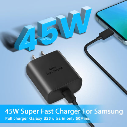 FasChageek 45W Super Fast Charger Type C Fast Charging USB C Android Phone Charger with 5FT Cable for Samsung Galaxy S24 S23 Ultra/S23/S23+/S22/S22 Ultra/S22+/Note 10/20/S20/S21 Galaxy Tab S7/S8