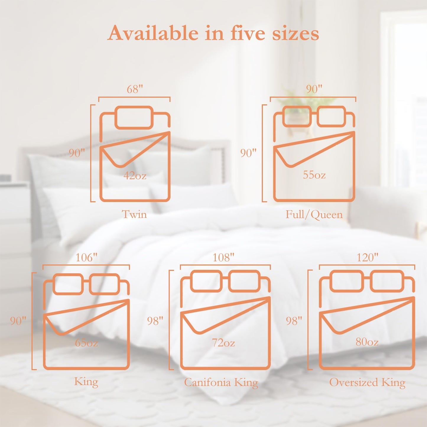 Luxury Queen Size White Goose Feather Down Comforter, All Seasons Duvet Insert 600 Thread Count Soft 100% Organic Cotton Cover Down Proof,Medium Warmth Cozy Duvet with 8 Corner Tabs.
