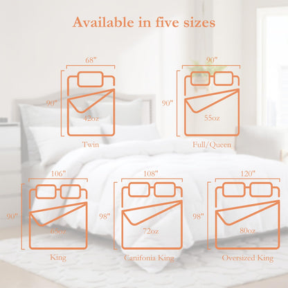 Luxury Queen Size White Goose Feather Down Comforter, All Seasons Duvet Insert 600 Thread Count Soft 100% Organic Cotton Cover Down Proof,Medium Warmth Cozy Duvet with 8 Corner Tabs.