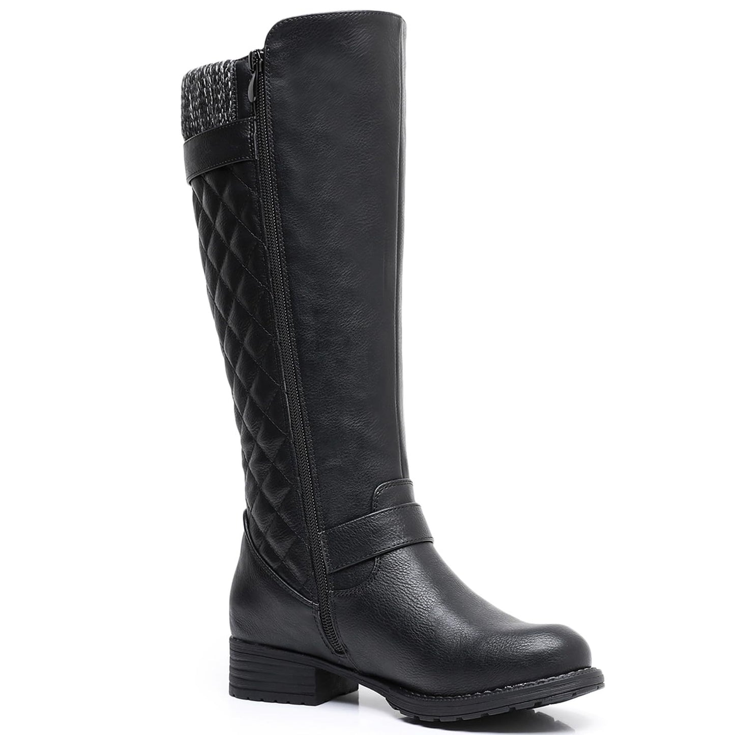 GLOBALWIN Women's 19YY01 Black Quilted Knee-High Fashion Boots 7.5M