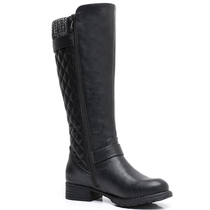 GLOBALWIN Women's 19YY01 Black Quilted Knee-High Fashion Boots 7.5M