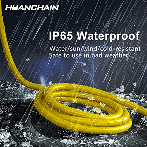 Outdoor Extension Cord 75 Foot Waterproof, 16/3 Gauge Flexible Cold-Resistant Appliance Extension Cord Outside, 10A 1250W 16AWG SJTW, 3 Prong Heavy Duty Electric Cord Yellow, ETL HUANCHAIN