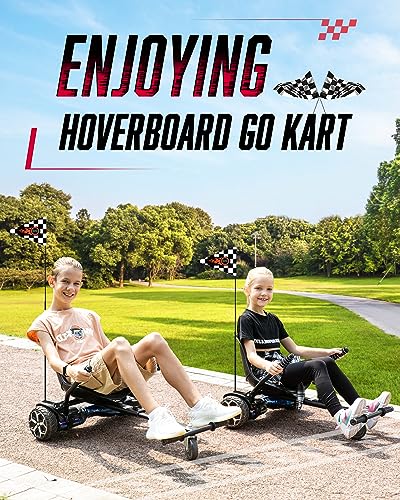 FLYTRAKS Hoverboard Go Kart, Hoverboard Attachments Compatible with 6.5"-10" Hoverboards Two Wheel Self Balancing Scooter for Kids (Not Including Hoverboard)