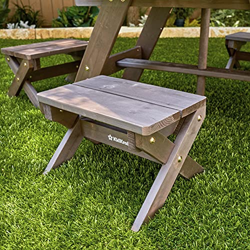 KidKraft Wooden Octagon Table, Stools & Umbrella Set, Kids’ Outdoor Furniture, Gift for Ages 3-8, Amazon Exclusive
