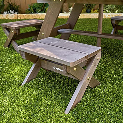 KidKraft Wooden Octagon Table, Stools & Umbrella Set, Kids’ Outdoor Furniture, Gift for Ages 3-8, Amazon Exclusive