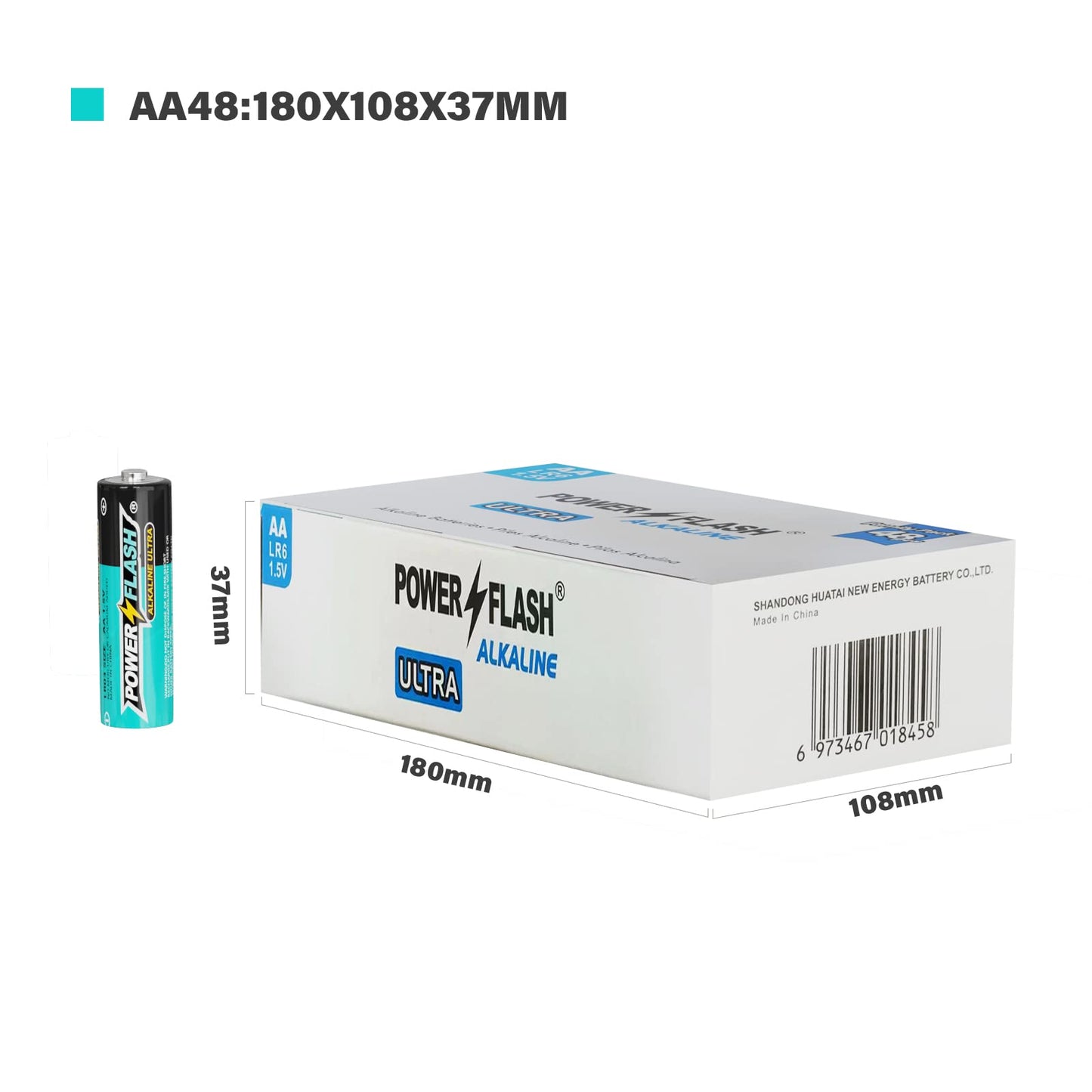 POWER FLASH 48 AA Batteries, Batteries Provide Long Lasting Power, 10 Year Battery Warranty, Alkaline AA Batteries for Home and Office Equipment (48 Count Pack)