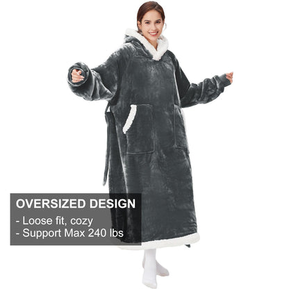JULY'S SONG Wearable Blanket Hoodie for Adults Fleece Warm Oversized Thick Sweatshirt Robe with Pocket for Women Men Home Outside Christmas Gift Package
