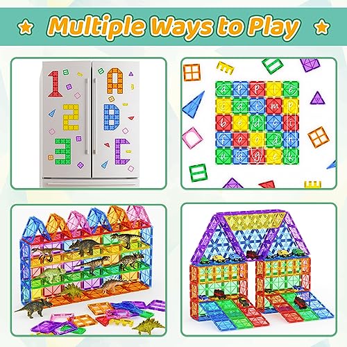 Magnetic Tiles Kids Games Toys for 3+ Year Old Boy and Girl Birthday Gifts, Magnet Blocks Building STEM Preschool Sensory Learning Montessori Autism Halloween Toys for Toddlers Kids Ages 3-5, 5-7, 4-8