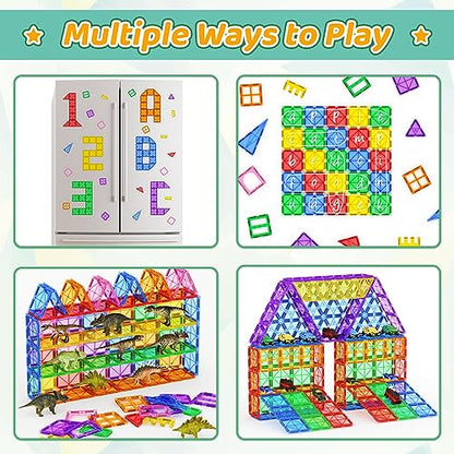 Magnetic Tiles Kids Games Toys for 3+ Year Old Boy and Girl Birthday Gifts, Magnet Blocks Building STEM Preschool Sensory Learning Montessori Autism Halloween Toys for Toddlers Kids Ages 3-5, 5-7, 4-8