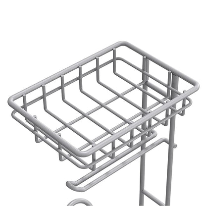 Silver Toilet Paper Holder Stand Bathroom Tissue Holder Free Standing Magazine Organizer Storage Larger Rolls Phone Wipes