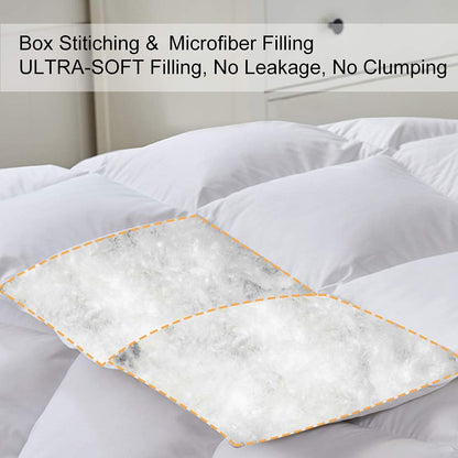 COHOME 2100 Series Queen Cooling Comforter Down Alternative Quilted Duvet Insert with Corner Tabs - All Season Reversible Soft Luxury Hotel Comforter - Breathable - Machine Washable - White