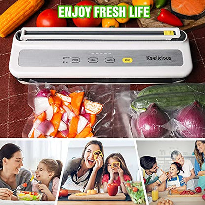 Vacuum Sealer Machine, Food Vacuum Sealer with Powerful Suction | Slim Design | Easy to Use | Led Indicator Lights for Sous Vide, Meal Prep, w/Starter Kits for Vacuum Seal Container