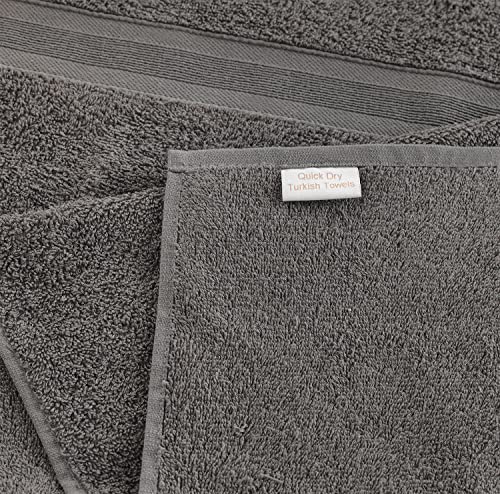 Grey Bath Towels 27" x 54" Quick-Dry High Absorbent 100% Turkish Cotton Towel for Bathroom, Guests, Pool, Gym, Camp, Travel, College Dorm, Shower (Grey, 4 Pack Bath Towel)