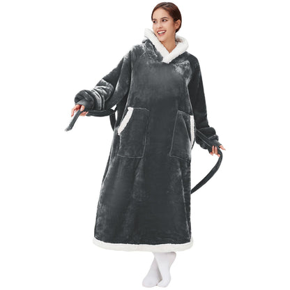 JULY'S SONG Wearable Blanket Hoodie for Adults Fleece Warm Oversized Thick Sweatshirt Robe with Pocket for Women Men Home Outside Christmas Gift Package