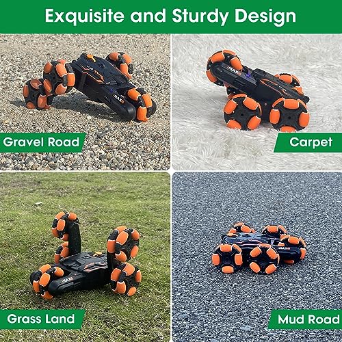 RC Car for Boys|Girls, RC Stunt Car with A Key Deformation&Memory Running, Double Sided Flip Stunt car,360 Rotating 2.4Ghz Indoor/Outdoor All Terrain Electric Toy Cars Gifts