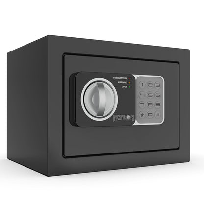 17NEF-FP PATRON Safe Box fireproof safe for home documents ，mini safe for money，coin safes with code，fire proof lock box for kids，Wall or Cabinet Safe for personal items，0.236 Cubic Feet Black