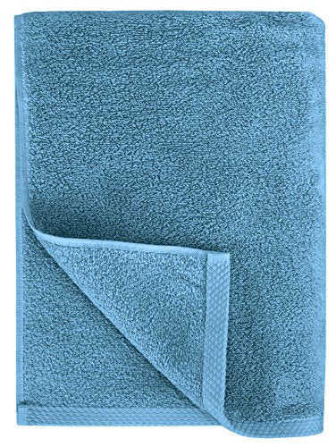 Amazon Basics Quick-Dry Towels - 100% Cotton, 3-Piece Set, Lake Blue