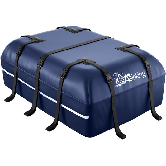 Car Rooftop Cargo Carrier Bag, Anti-Tear 840D Car Top Carrier for All Vehicle with/Without Roof Rack, 21 Cubic Waterproof Storage Bag, Anti-Slip Mat, 6 Anti-Scratch Door Hooks, 2 Extra Straps