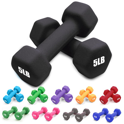 Portzon Weights Dumbbells Set of 2 5 LB, Anti-Slip, Anti-roll, Hex Shape