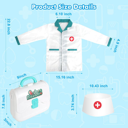 Doctor Kit Toy for Kids Pretend Play Doctor Playset, Toddlers Toys Medical Set for Dress Up Preschool Role Play Birthday Gifts Boy Age 3 4 5 6 7 Year Old Educational Doctor Costume Kits Role Play Blue
