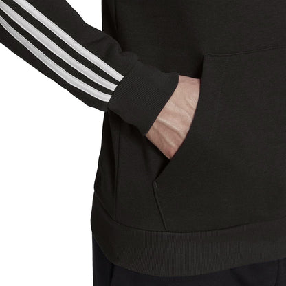 adidas Men's Essentials Fleece 3-stripes Hoodie, Black, Small