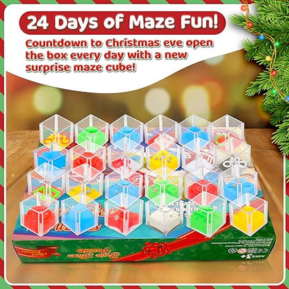 Balance IQ Maze Game Fidget Puzzle Box 24 Pcs for Kids and Adults Brain Teaser Puzzle Cubes for Challenge, Stocking Stuffers for Kids & Party Favor Games, Ideal Prizes Gifts