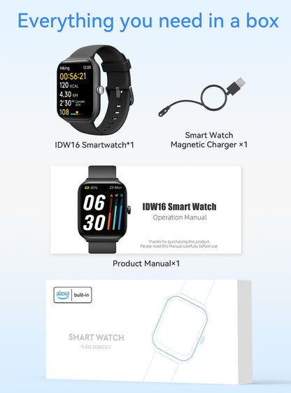 Fitness Smart Watch for Men Women with Heart Rate Monitor, Qucian Smartwatch for Android & iOS Phones, Activity Tracker with Alexa, Sleep Monitor, Step Calorie Counter, Bluetooth Call,IP68 Waterproof
