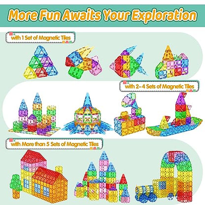 Magnetic Tiles Kids Games Toys for 3+ Year Old Boy and Girl Birthday Gifts, Magnet Blocks Building STEM Preschool Sensory Learning Montessori Autism Halloween Toys for Toddlers Kids Ages 3-5, 5-7, 4-8