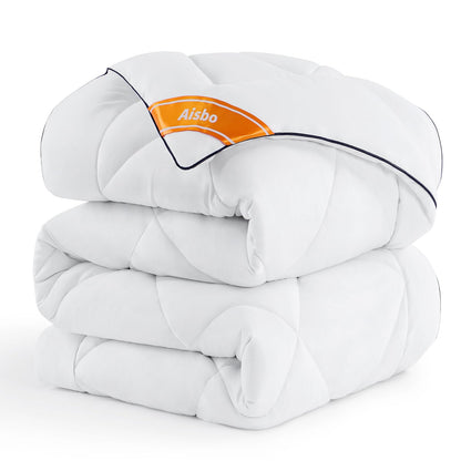 Aisbo Fluffy Duvet Insert Twin - Twin Size Duvet Insert White for All Season, Soft Lightweight Cooling Duvet with Corner Taps, 68x88 inch