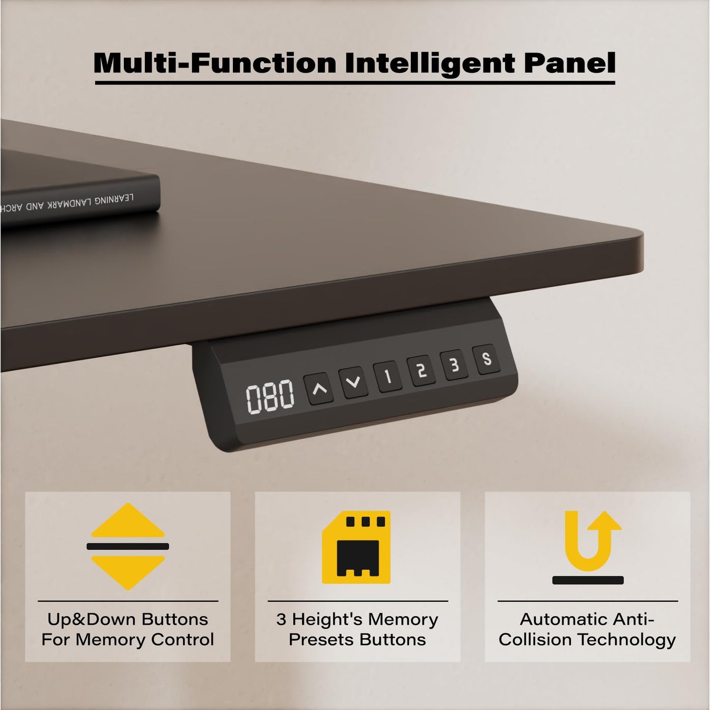 UPGRAVITY Height Adjustable Electric Standing Desk, 48 x 24 Inches Ergonomic Stand up Table, Sit Stand Home Office Desk with Splice Board, Black Frame/Black Top (Black, 48 inches)