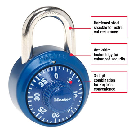 Master Lock Combination Locker Lock, Combination Padlock for Gym and School Lockers, Colors May Vary