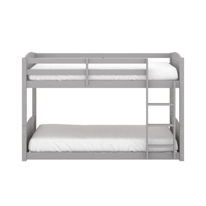 Hillsdale Alexis Contemporary Wood Arch Twin Over Twin Floor Bunk Bed with Slats, Gray