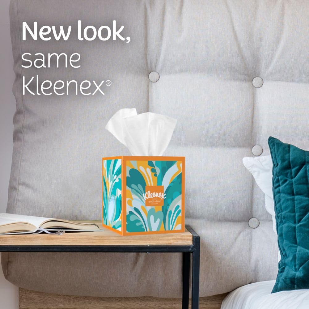 Kleenex Anti-Viral Facial Tissues, Classroom or Office Tissue, 18 Cube Boxes, 55 Tissues per Box, 3-Ply (990 Total Tissues)