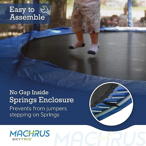 Machrus SKYTRIC Enclosed Trampoline 8FT 11FT 13 FT 15FT, Trampoline Kids, Trampoline Adults, Trampoline Kids and Adults, Kids Trampoline, Recreational Trampolines, Safety Net, Blue