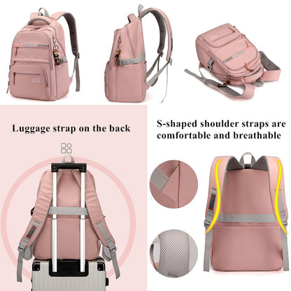 Armbq Girls Backpack Large-Capacity Middle Elementary School Casual Bookbag Kids Outdoor Travel bag Solid Color Daypack for Teens