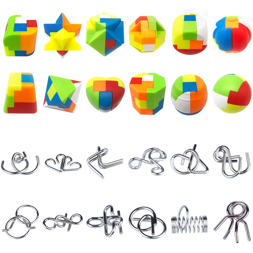 Set of 24 Brain Teaser Puzzles Toys Metal Wire Puzzle Plastic Puzzle Advent Calendar 2023 Countdown Calendar Gift Box for Kids Adults Challenge