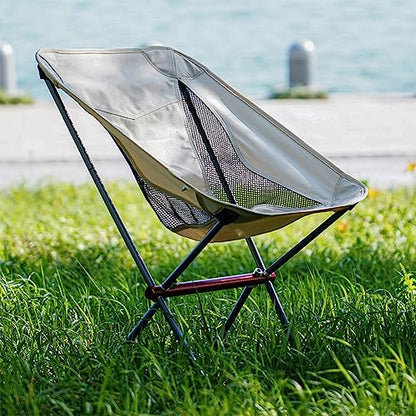 LSLANSOON All Aluminum Frame Folding Camping Chair, Compact and Portable with Carry Bag for Outdoor Hiking Fishing Backpacking (Gray)