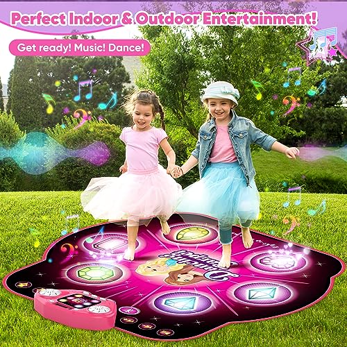 KIZJORYA Dance Mat for Kids, Upgraded Switchable 4 & 6 Button Mode Electronic Dance Pad with Bluetooth-9 Levels, Light Up Children Music Game Mat, Toys for Girls Boys Ages 3-12
