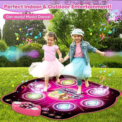 KIZJORYA Dance Mat for Kids, Upgraded Switchable 4 & 6 Button Mode Electronic Dance Pad with Bluetooth-9 Levels, Light Up Children Music Game Mat, Toys for Girls Boys Ages 3-12