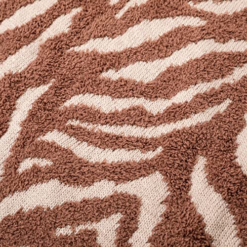 Snuggle Sac Luxury Feather Yarn Fluffy Throw Blanket Zebra Textured Reversible 3D Hand Feeling Super Soft Fuzzy Warm Cozy Decor Knitted Blankets for Winter Christmas Home Bed Couch 50''x60''