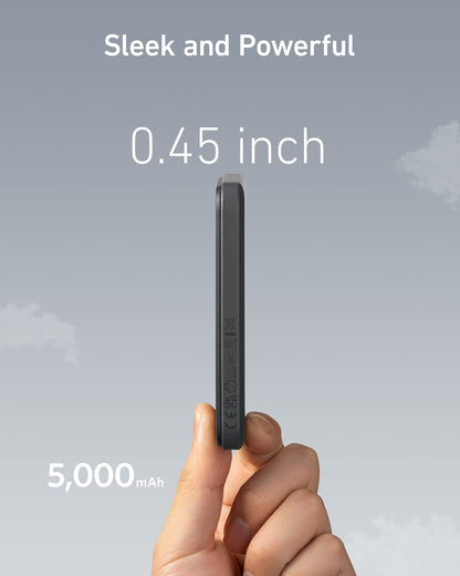 Anker Magnetic Portable Charger, 5,000mAh Wireless Portable Charger with USB-C Cable, Battery Pack Only Compatible with iPhone 15/15 Plus/15 Pro/15 Pro Max, iPhone 14/13/12 Series and more