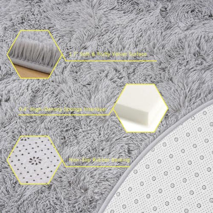 Unirea Fluffy Runner Rug for Bedroom Living Room 2x6 Feet, Grey Shag Area Rugs Soft Plush Carpet Thick Long Fur Rug for Hallway Bedside Kids Nursery Girls Room Home Decor Mats