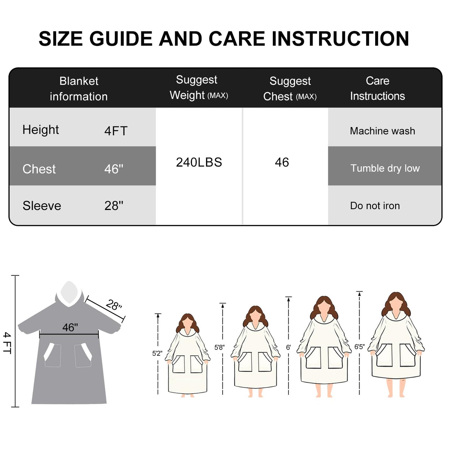 JULY'S SONG Wearable Blanket Hoodie for Adults Fleece Warm Oversized Thick Sweatshirt Robe with Pocket for Women Men Home Outside Christmas Gift Package