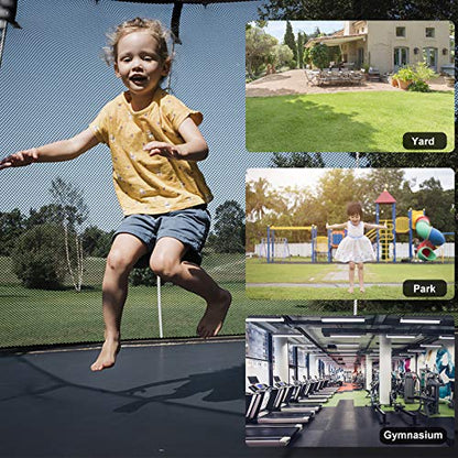Tatub 15 16 FT Trampoline with Enclosure Net, Basketball Hoop and Ladder, Outdoor Family Jumping Trampoline for 6-8 Kids Light Grey